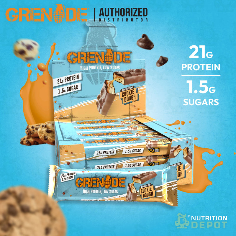 Grenade Carb Killa Protein Bar - Chocolate Chip Cookie Dough 1 Box (12 Bars)