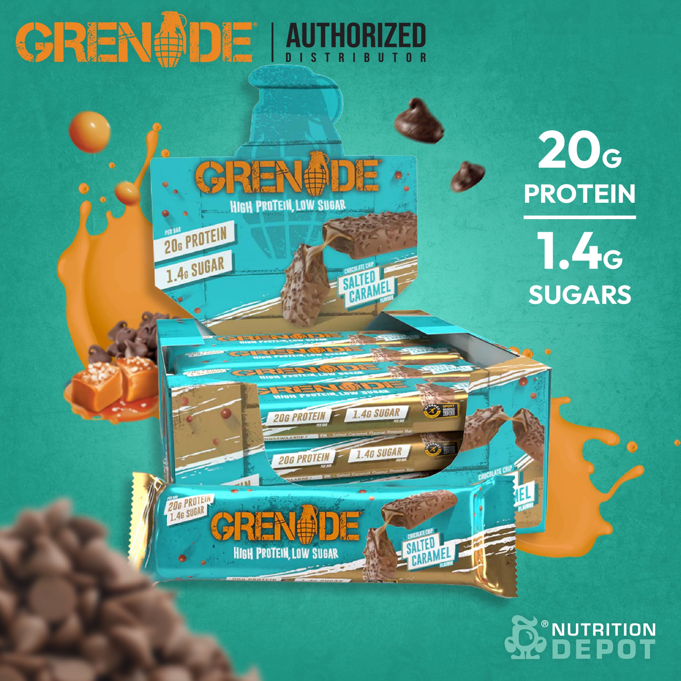 Grenade Carb Killa Protein Bar Chocolate Chip Salted Caramel 1 Box 6154