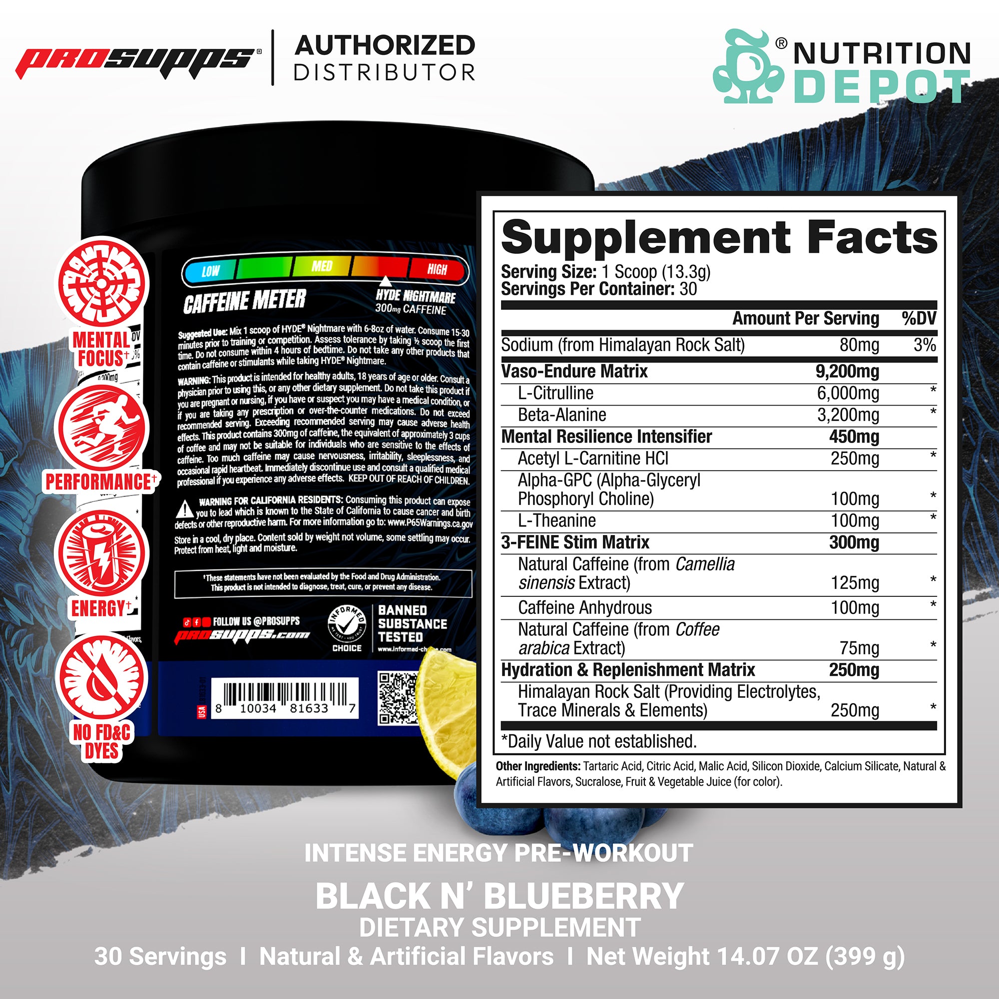 Prosupps HYDE Nightmare 30 Servings - Black N Blueberry