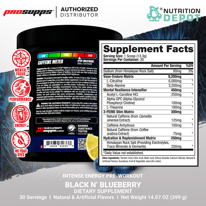 Prosupps HYDE Nightmare 30 Servings - Black N Blueberry