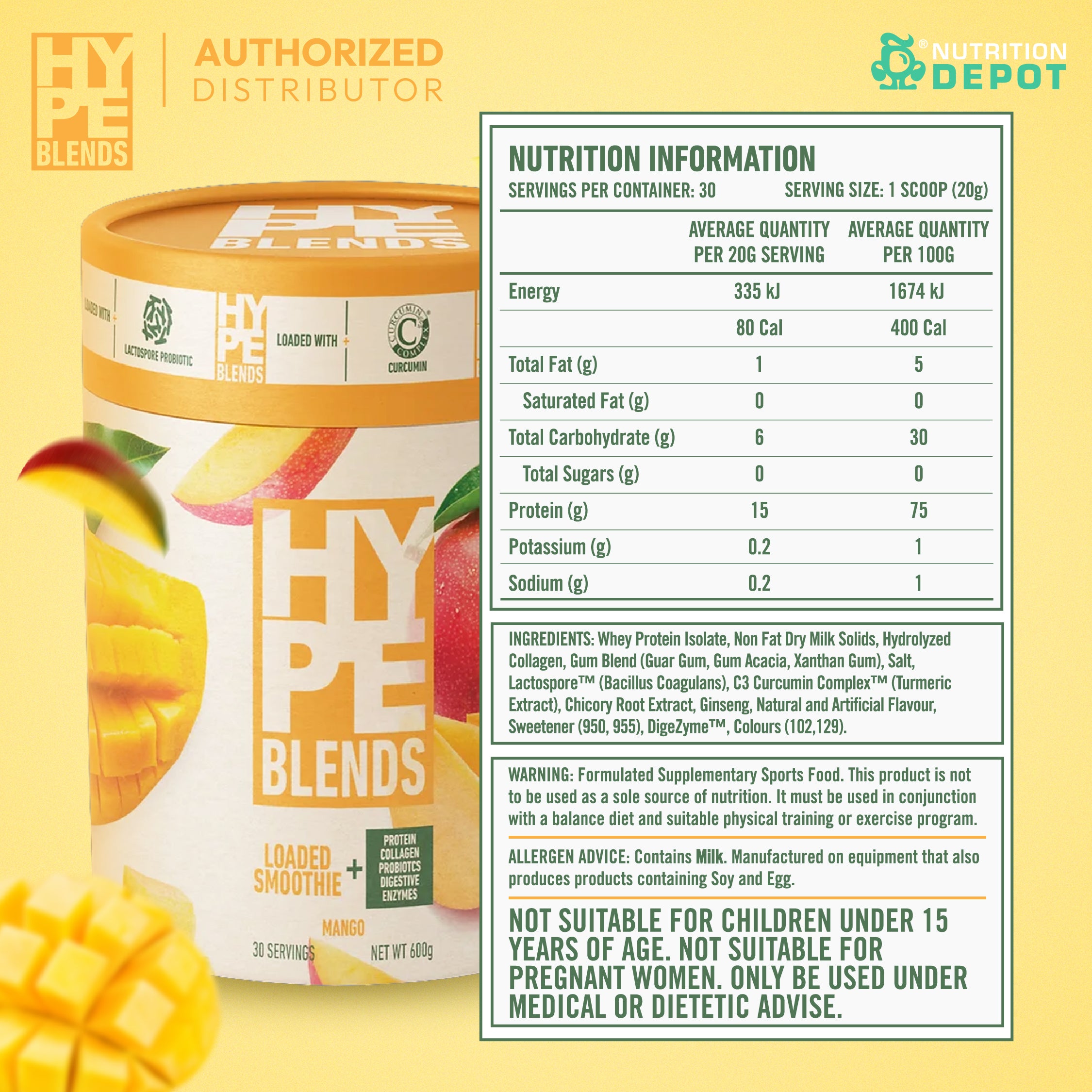 HYPE Blends Loaded Yoghurt Smoothie - Mango