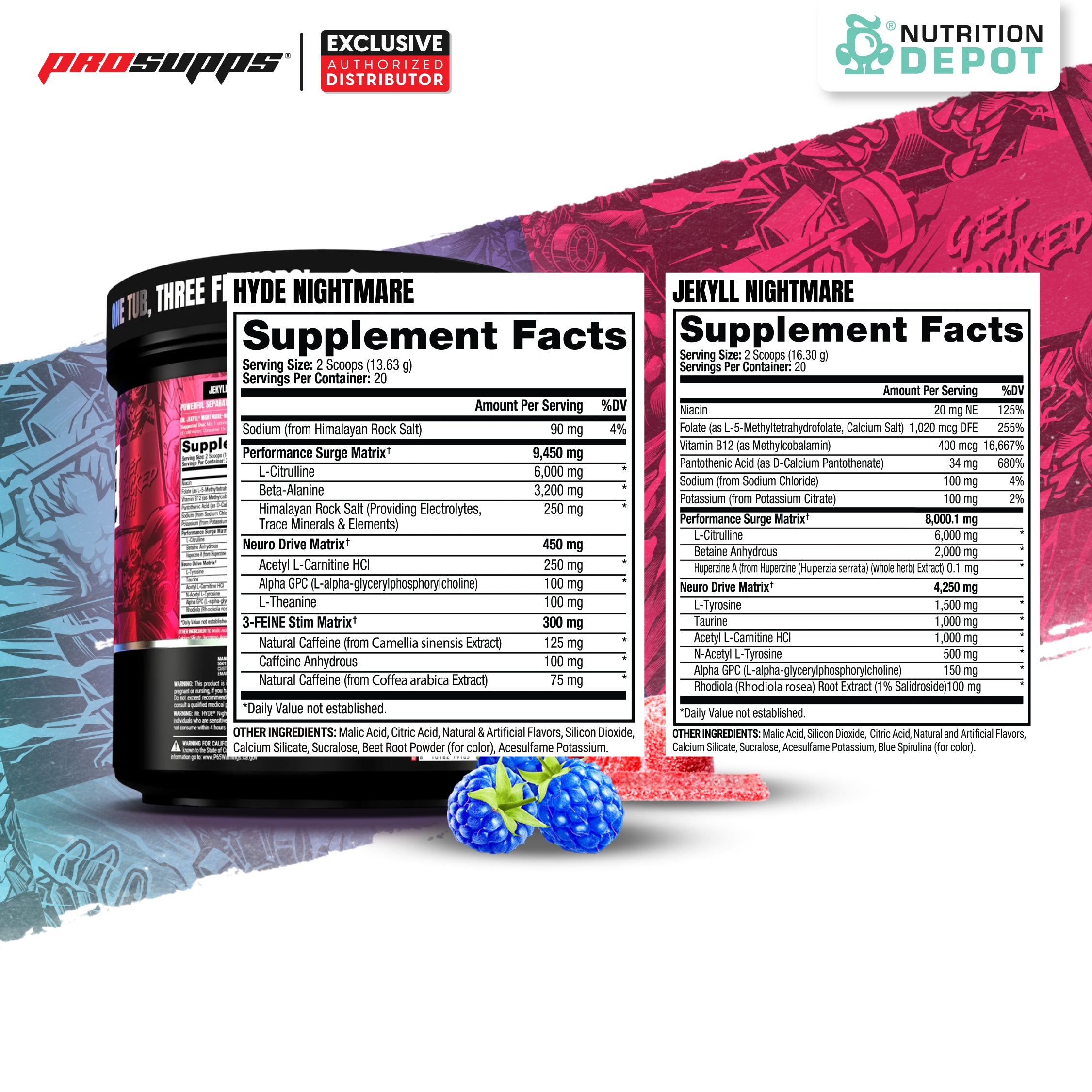 JEKYLL & HYDE Nightmare DUAL TUB - Berry Punch 40 Servings