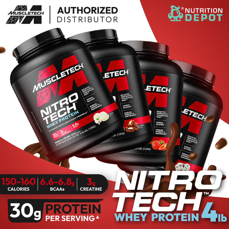 MuscleTech Nitro tech 4 lb - Milk Chocolate เวย์โปรตีนเสริมสร้างกล้ามเนื้อ