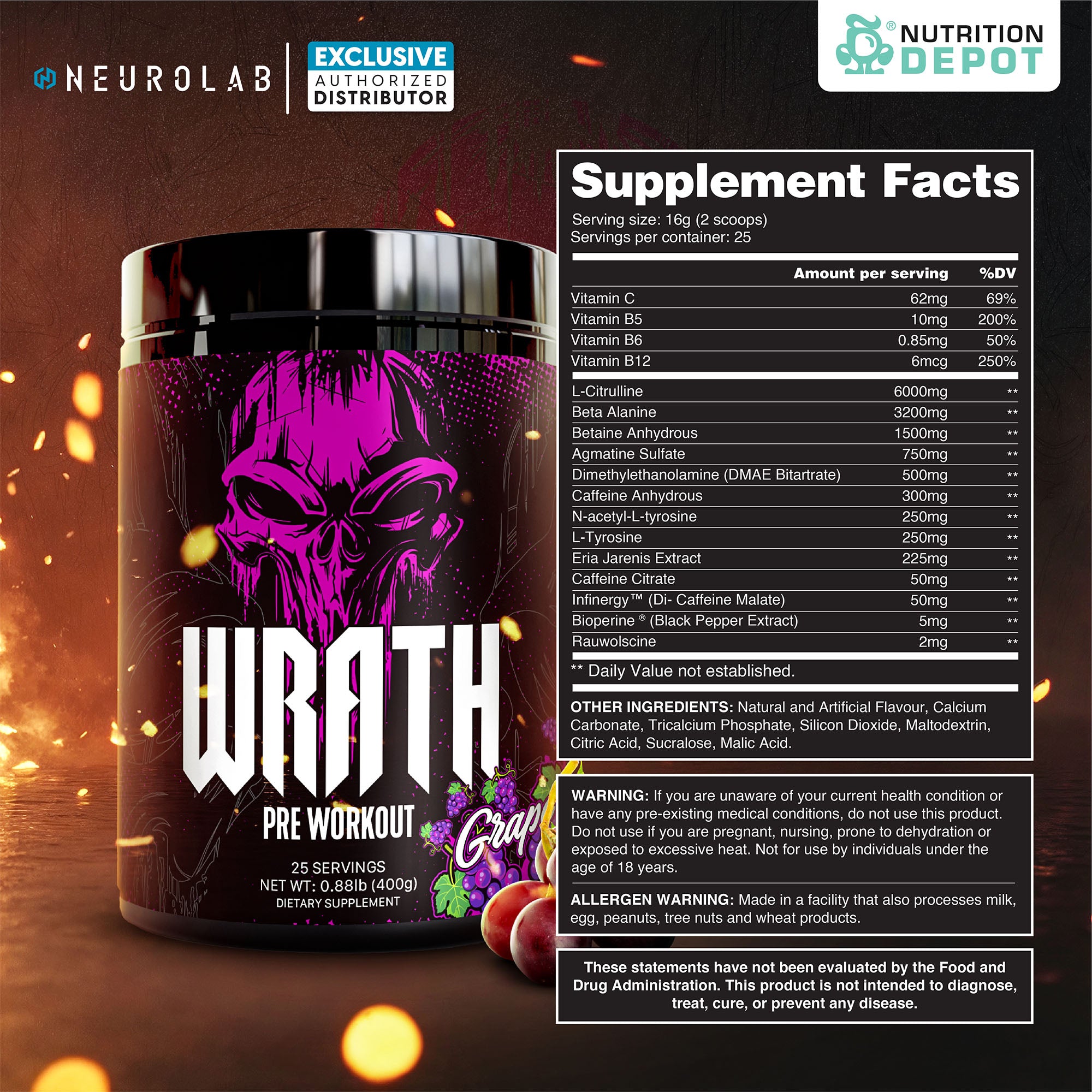 Wrath Pre-Workout Grape 25 Servings