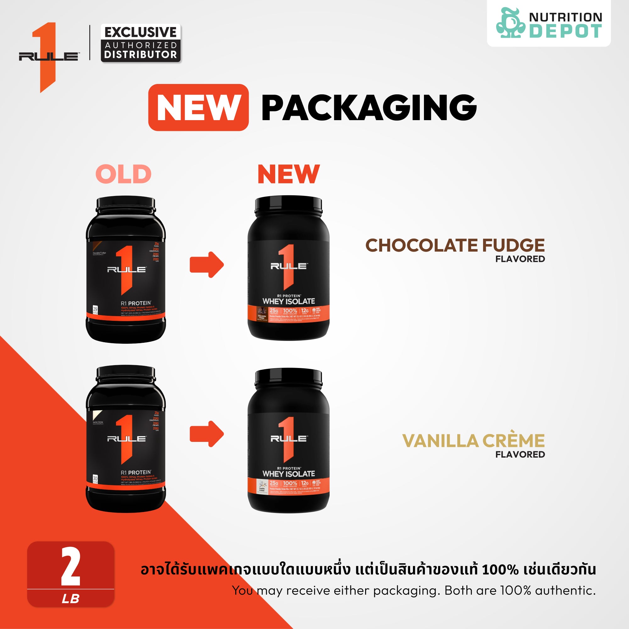Rule1 Protein 2lb - Chocolate Fudge เวย์โปรตีนเสริมสร้างกล้ามเนื้อ
