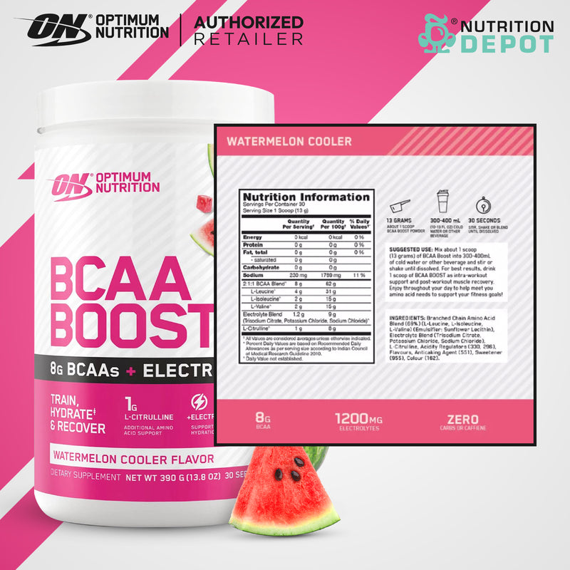 (EXP : 04/2024) Optimum Nutrition BCAA Boost 8 g. - Watermelon Cooler