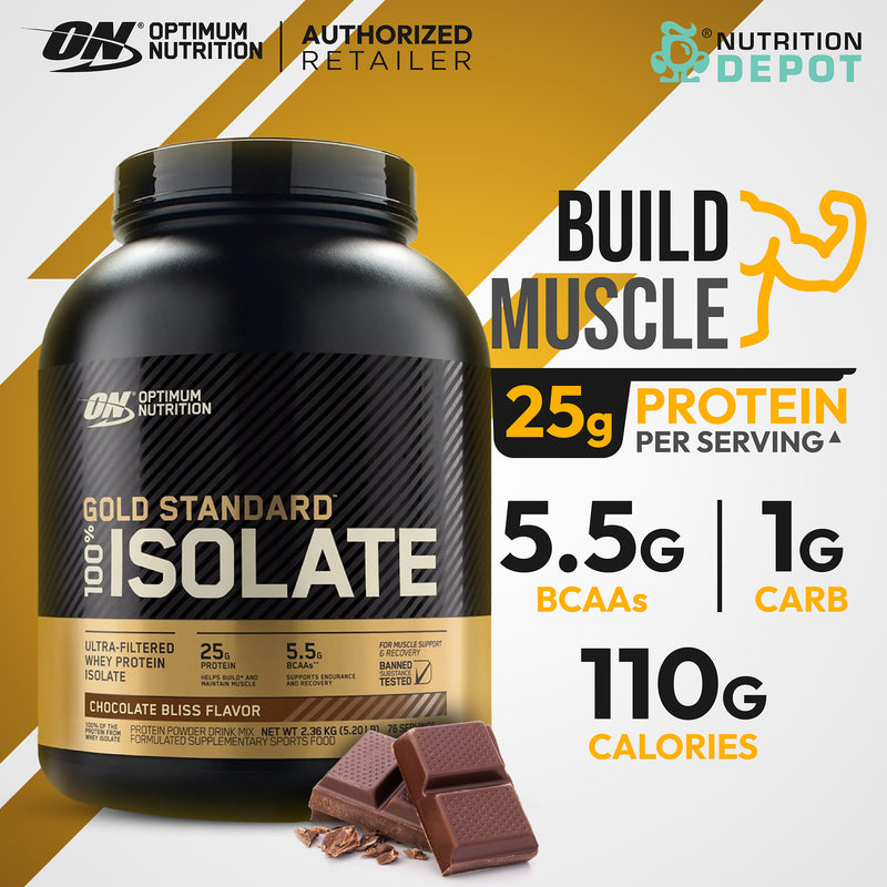 Optimum Nutrition Gold Standard Isolate Whey 5 lb - Chocolate Bliss เวย์โปรตีนไอโซเลตเสริมสร้างกล้ามเนื้อ