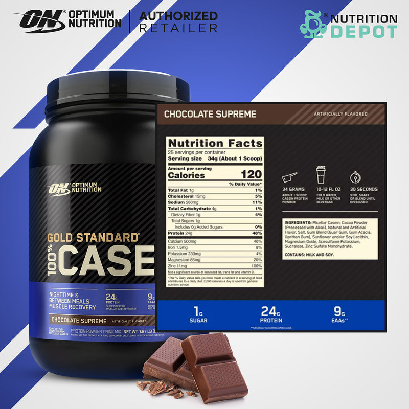 Optimum Nutrition Gold Standard 100% Casein 2lb - Chocolate เวย์โปรตีนสูตรย่อยช้า