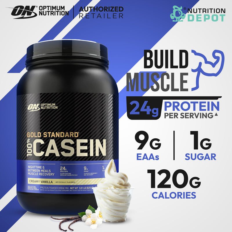 Optimum Nutrition Gold Standard 100% Casein 2 lb - Creamy Vanilla เวย์โปรตีนทานก่อนนอน