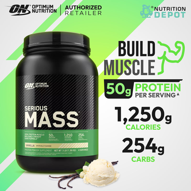 Optimum Nutrition Serious Mass 3lb - Vanilla เวย์โปรตีนเพิ่มน้ำหนัก