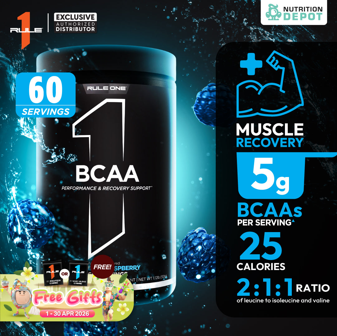 Rule1 Micronized BCAA 60 Servings - Blue Raspberry กรดอะมิโนป้องกันการสลายตัวของกล้ามเนื้อ