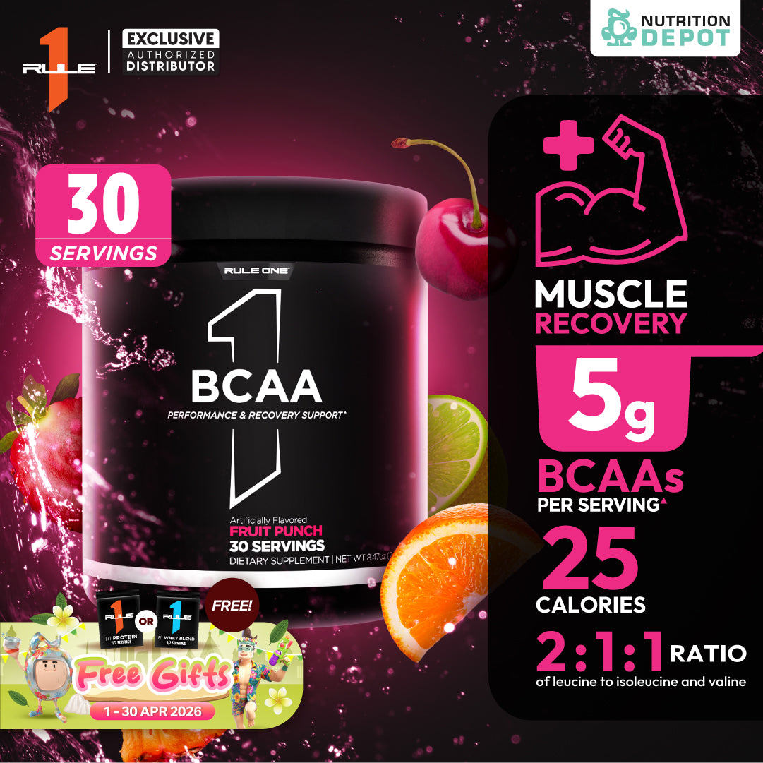Rule1 Micronized BCAA 30 Servings - Fruit Punch กรดอะมิโนป้องกันการสลายตัวของกล้ามเนื้อ