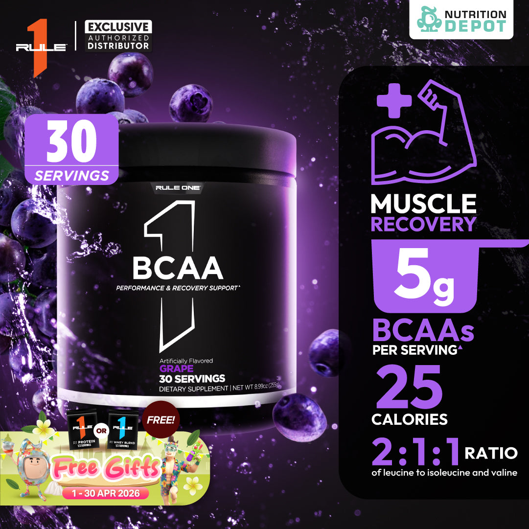Rule1 Micronized BCAA 30 Servings - Grape กรดอะมิโนป้องกันการสลายตัวของกล้ามเนื้อ