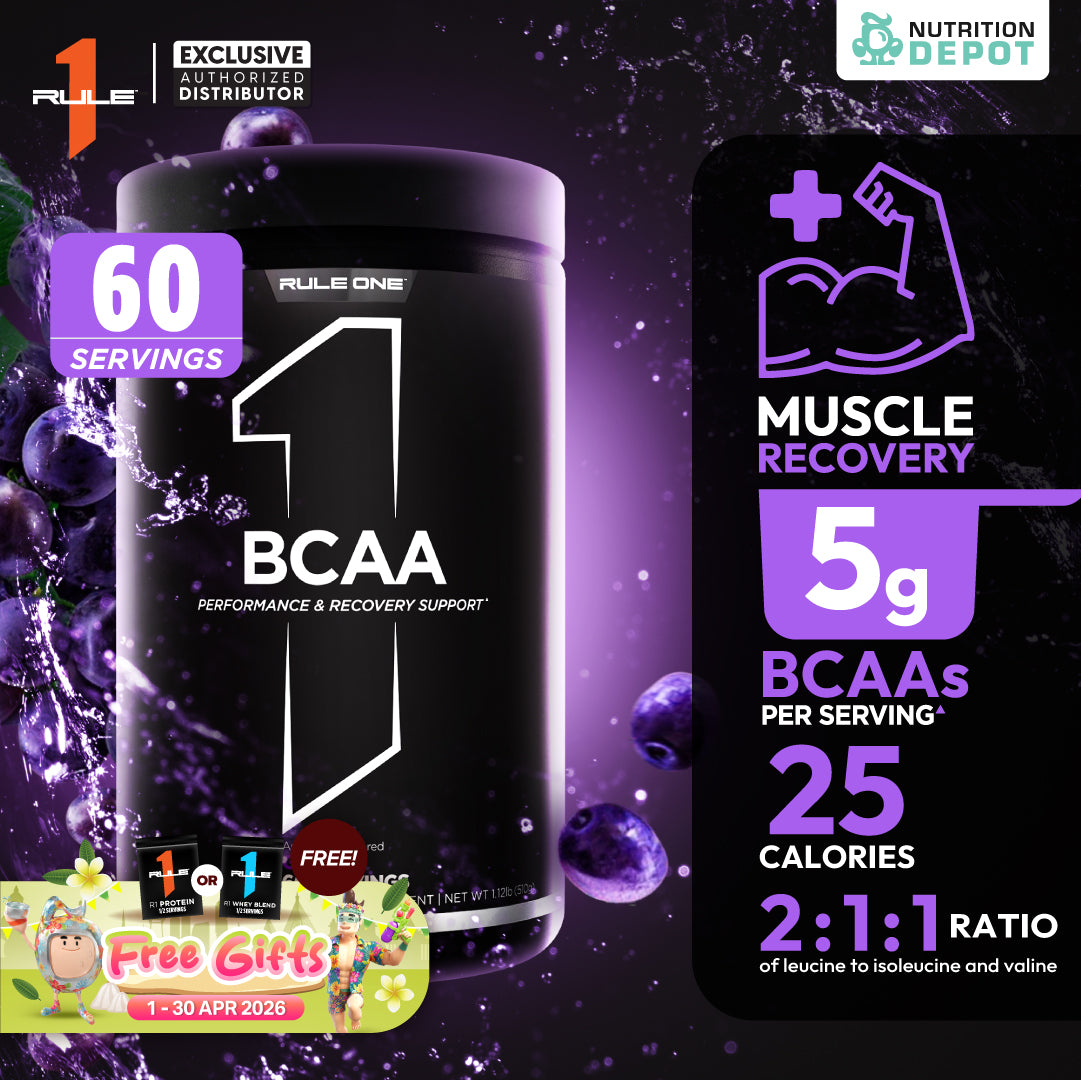Rule1 Micronized BCAA 60 Servings - Grape กรดอะมิโนป้องกันการสลายตัวของกล้ามเนื้อ