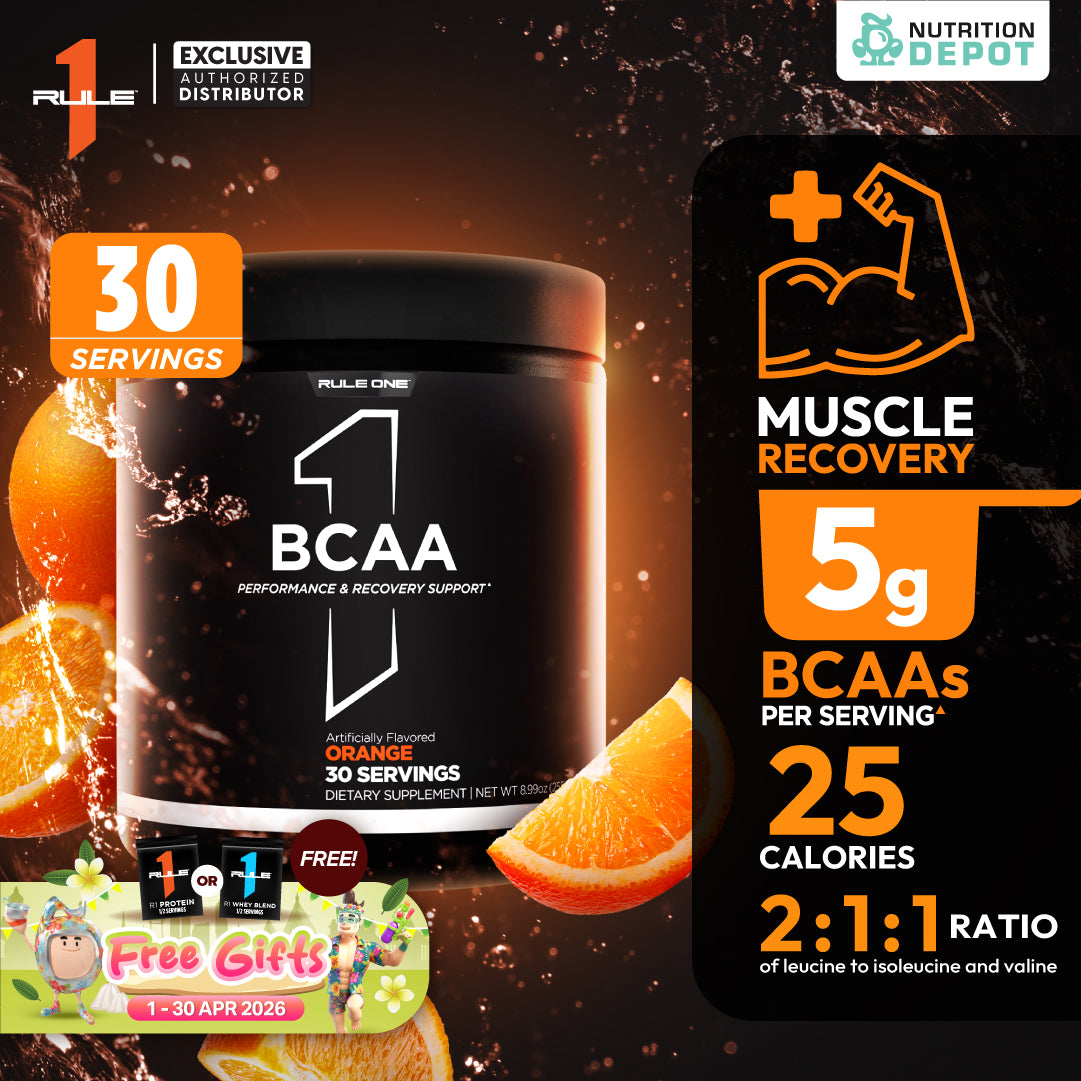 Rule1 Micronized BCAA 30 Servings - Orange กรดอะมิโนป้องกันการสลายตัวของกล้ามเนื้อ