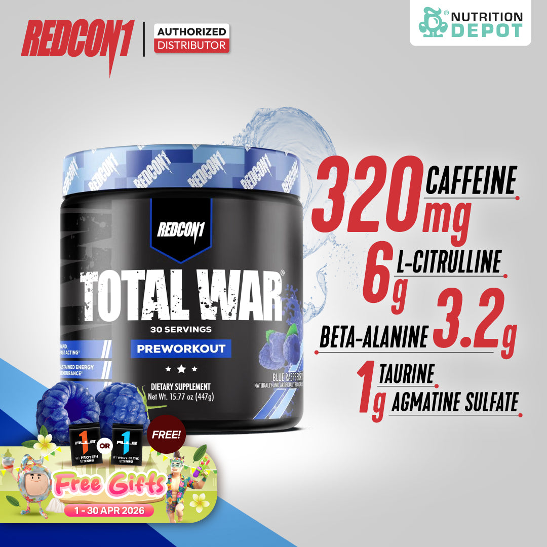 Redcon1 Total War - Blue Raspberry 30 Servings กรดอะมิโนเพื่มแรงในการออกกำลังกาย