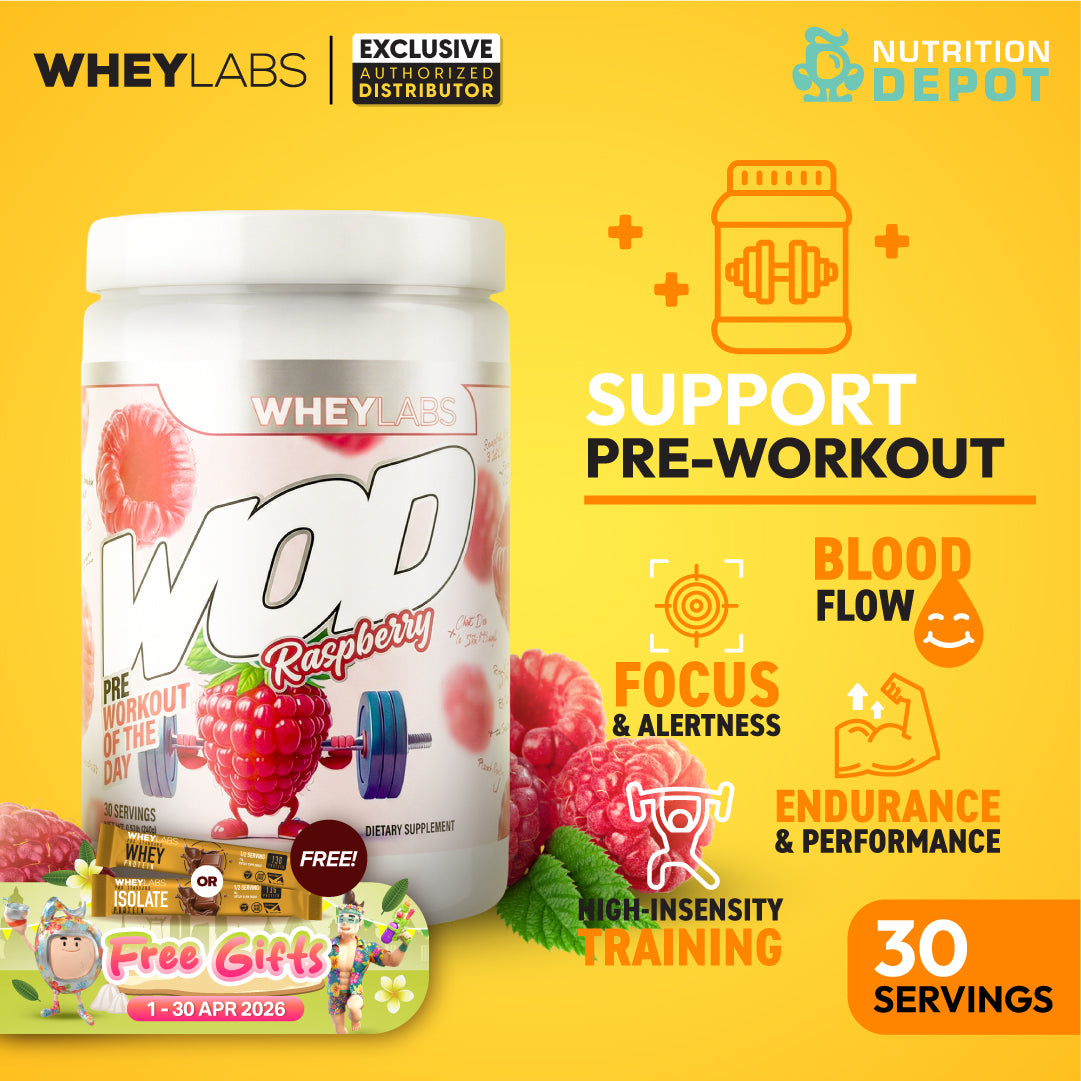 Whey Labs WOD Pre-Workout  Raspberry พรีเวิร์คเอาท์ ก่อนออกกำลังกาย