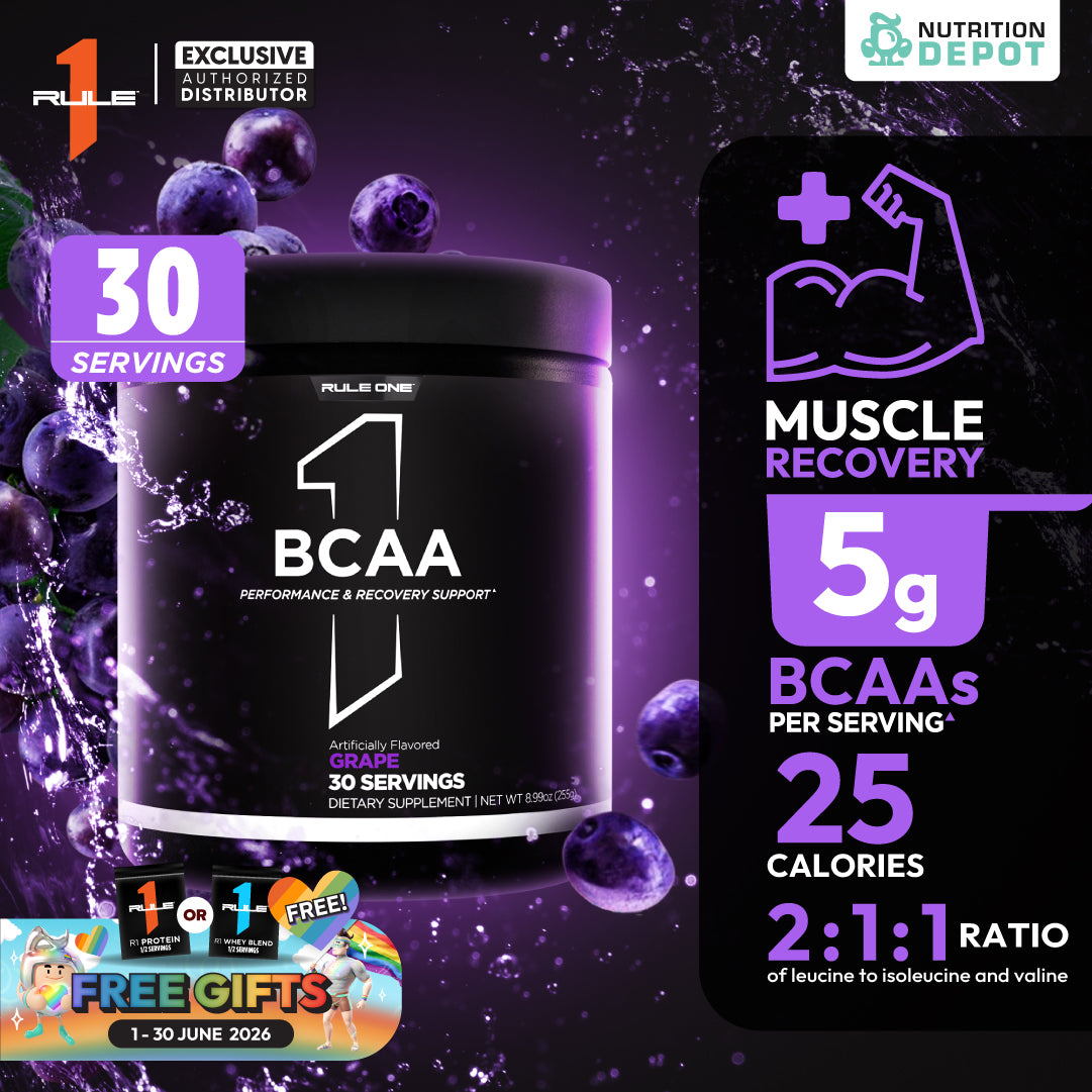 Rule1 Micronized BCAA 30 Servings - Grape กรดอะมิโนป้องกันการสลายตัวของกล้ามเนื้อ