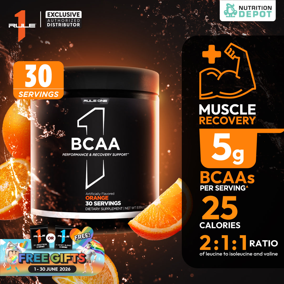 Rule1 Micronized BCAA 30 Servings - Orange กรดอะมิโนป้องกันการสลายตัวของกล้ามเนื้อ