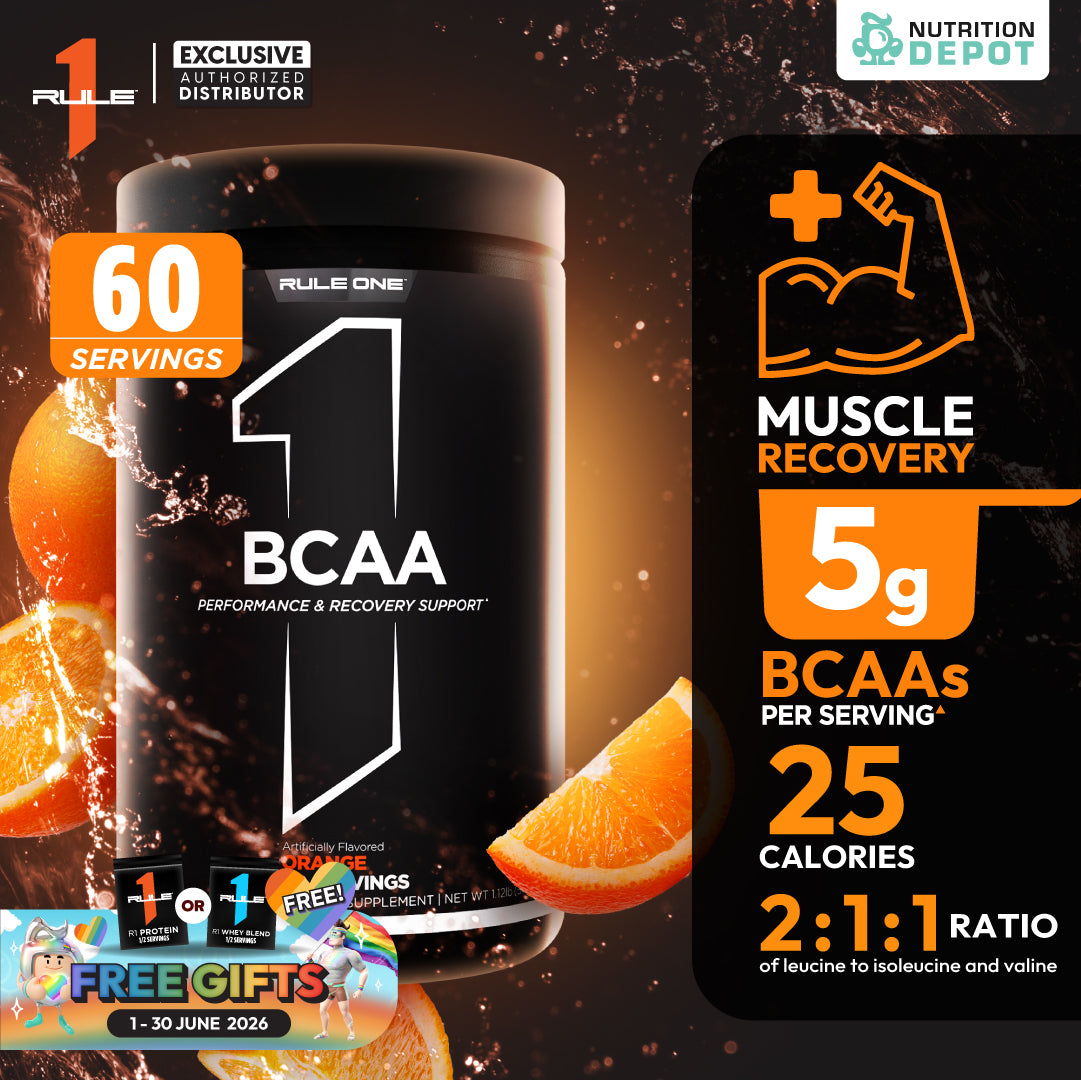 Rule1 Micronized BCAA 60 Servings - Orange กรดอะมิโนป้องกันการสลายตัวของกล้ามเนื้อ