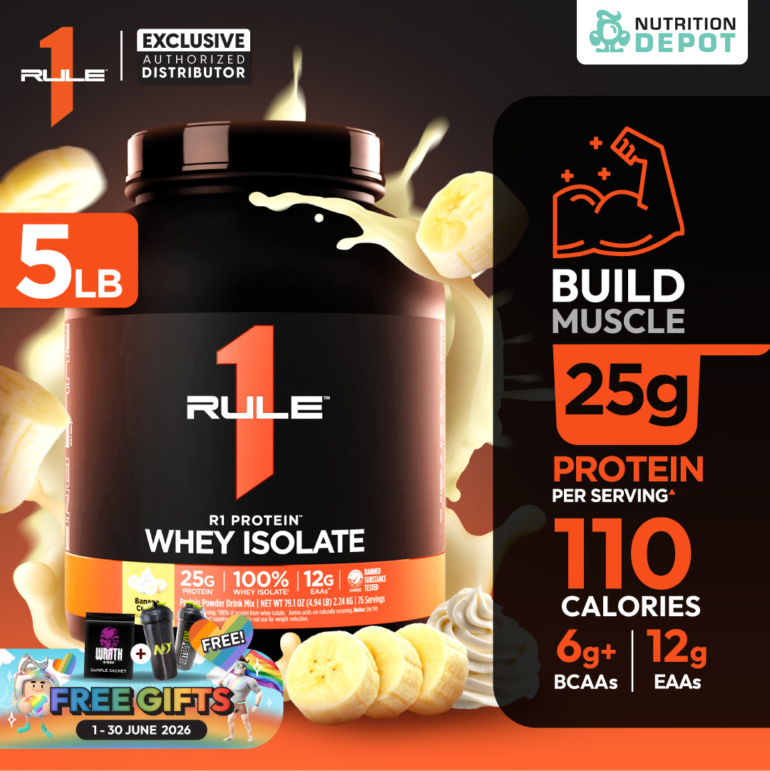 Rule1 Protein 5lb - Banana Cream  เวย์โปรตีนเสริมสร้างกล้ามเนื้อ