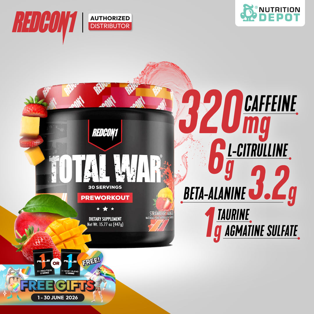 Redcon1 Total War - Strawberry Mango 30 Servings กรดอะมิโนเพื่มแรงในการออกกำลังกาย