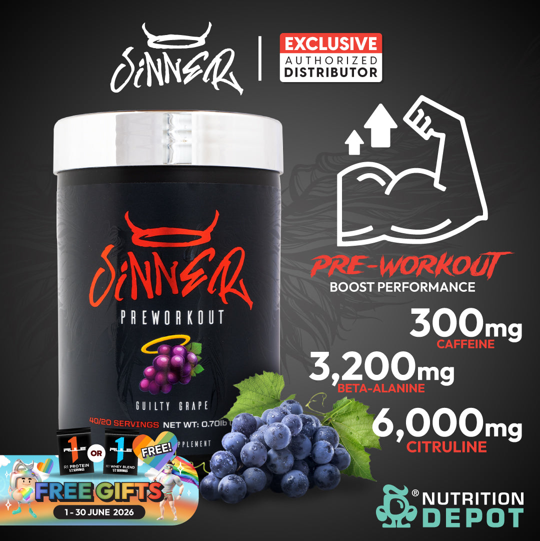 Sinner Pre-Workout - Guilty Grape 320g กรดอะมิโนเพื่มแรงในการออกกำลังกาย