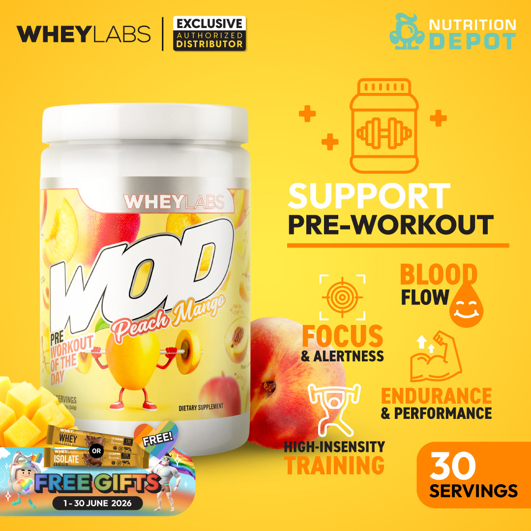 Whey Labs WOD Pre-Workout  Peach Mango พรีเวิร์คเอาท์ ก่อนออกกำลังกาย