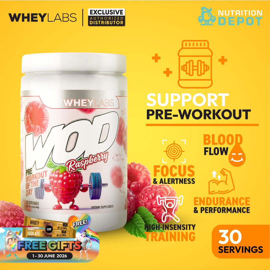 Whey Labs WOD Pre-Workout  Raspberry พรีเวิร์คเอาท์ ก่อนออกกำลังกาย