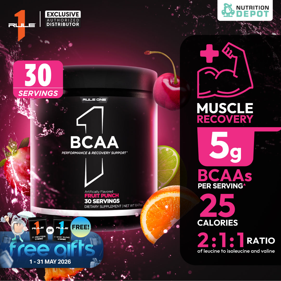 Rule1 Micronized BCAA 30 Servings - Fruit Punch กรดอะมิโนป้องกันการสลายตัวของกล้ามเนื้อ