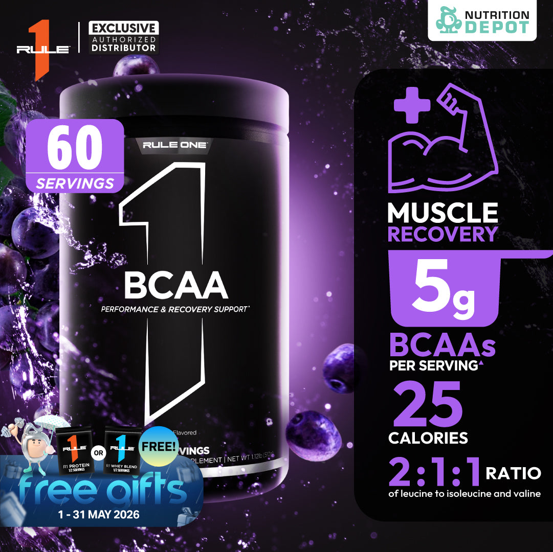 Rule1 Micronized BCAA 60 Servings - Grape กรดอะมิโนป้องกันการสลายตัวของกล้ามเนื้อ