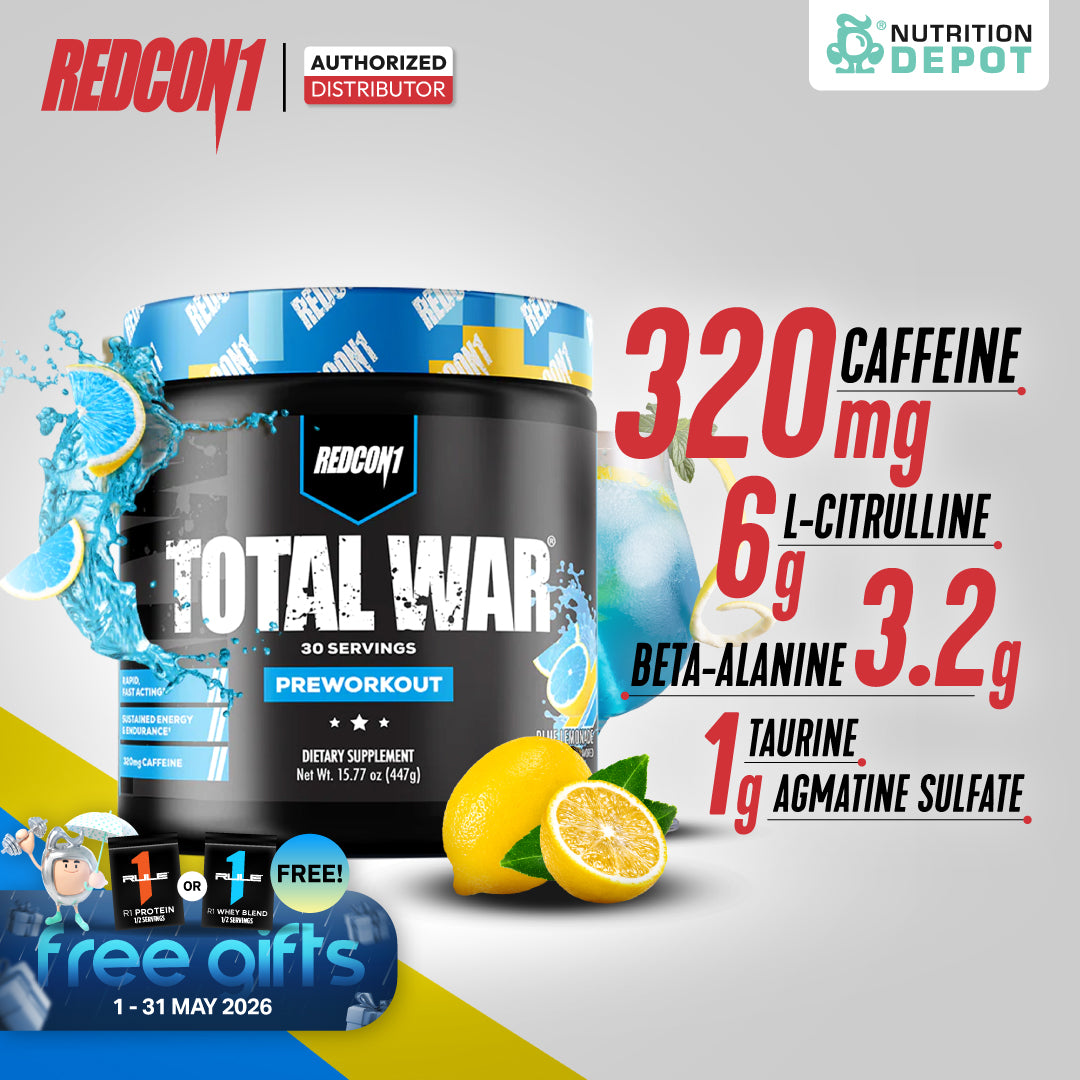 Redcon1 Total War - Blue Lemonade 30 Servings กรดอะมิโนเพื่มแรงในการออกกำลังกาย