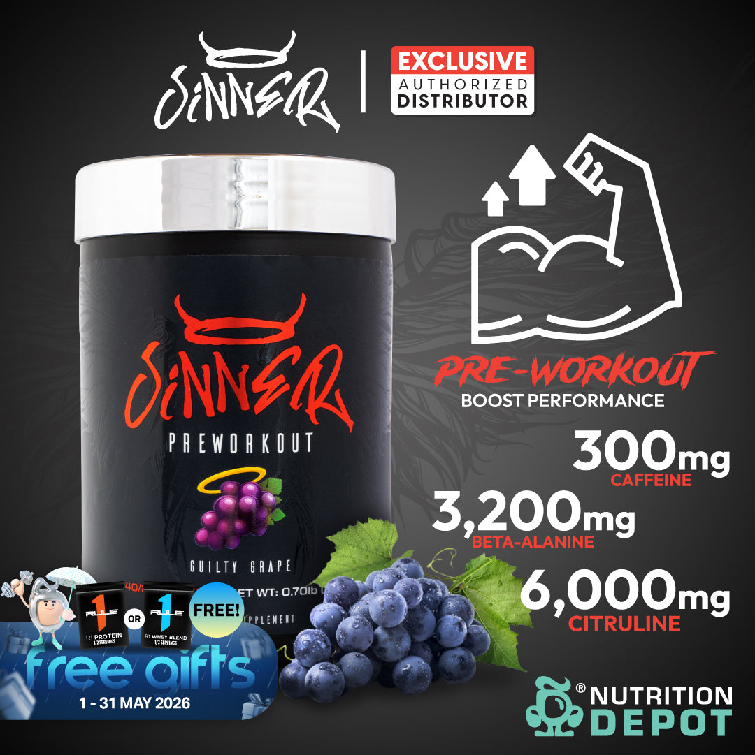 Sinner Pre-Workout - Guilty Grape 320g กรดอะมิโนเพื่มแรงในการออกกำลังกาย