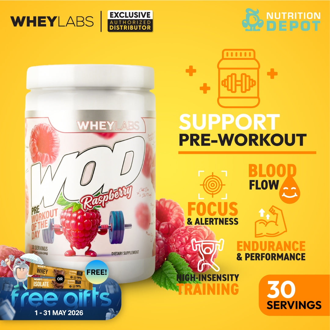 Whey Labs WOD Pre-Workout  Raspberry พรีเวิร์คเอาท์ ก่อนออกกำลังกาย
