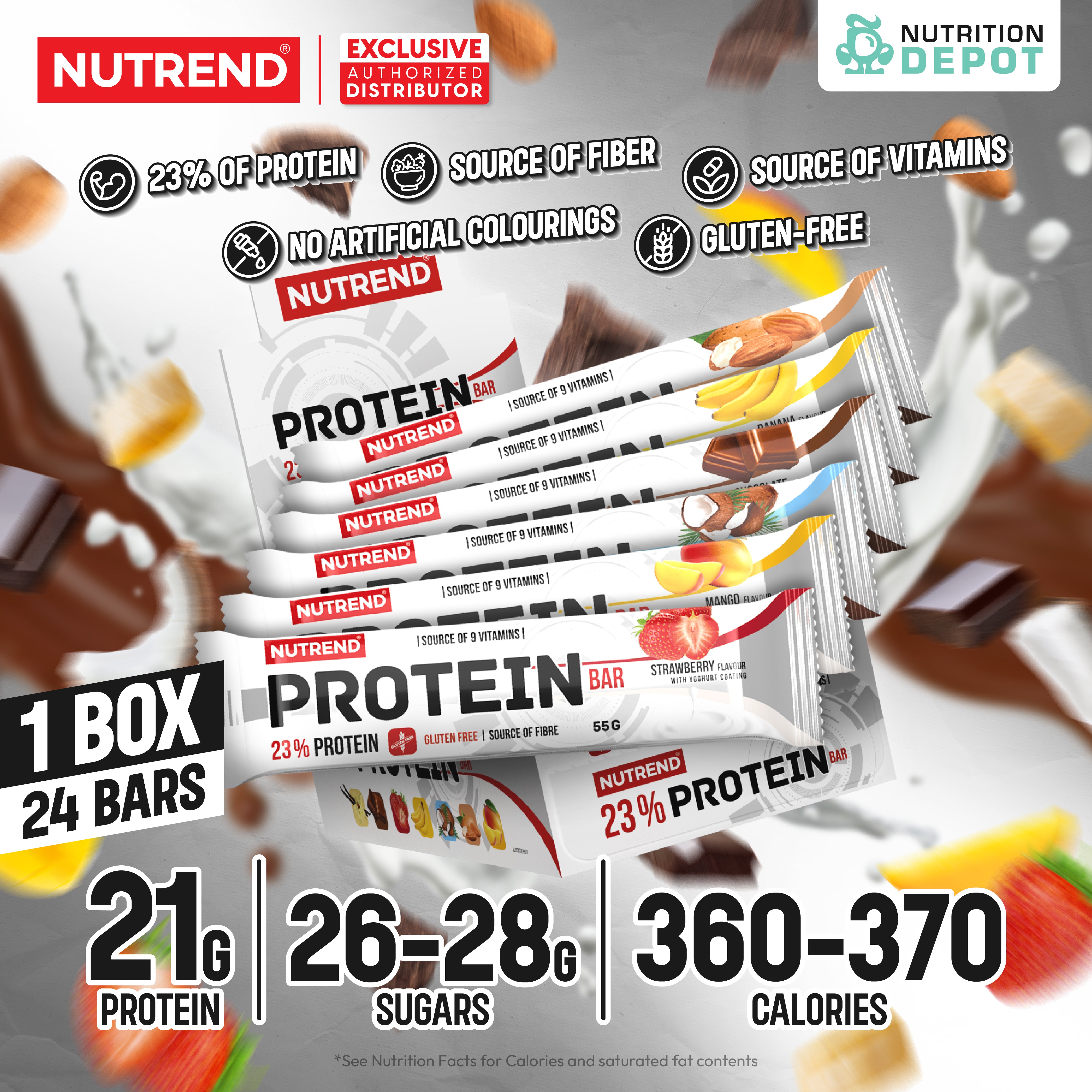 โปรตีนบาร์ Nutrend Protein Bar - 1 Box (24 Bars)