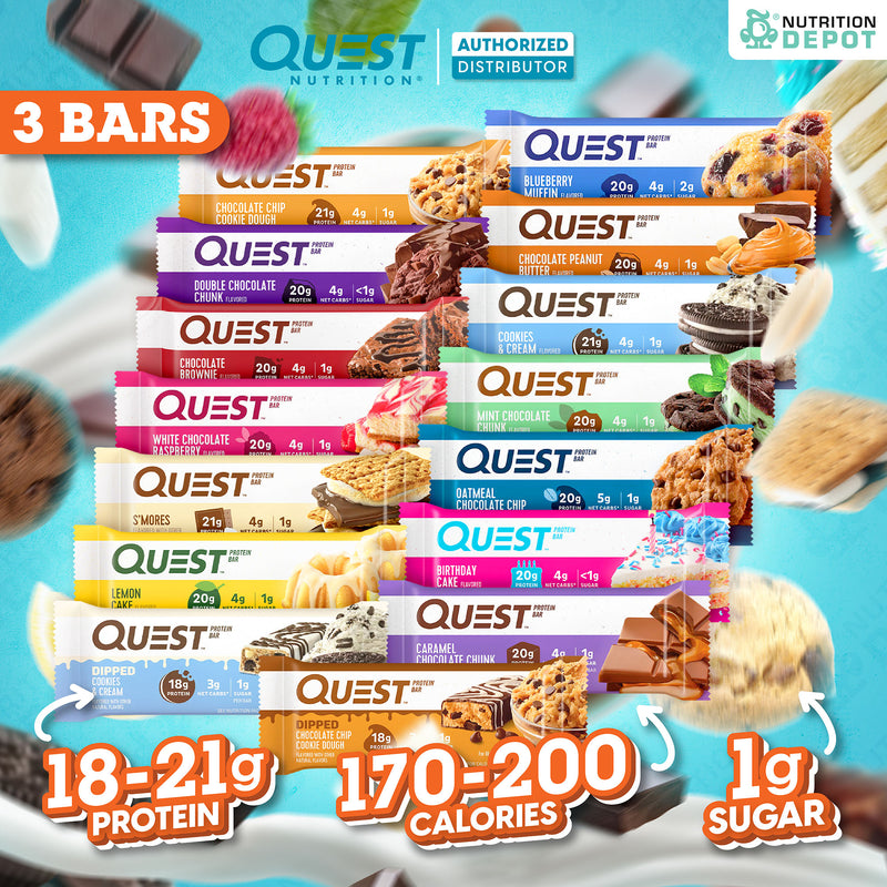 Quest Protein Bar - Chocolate Chip Cookie Dough 3 Bars