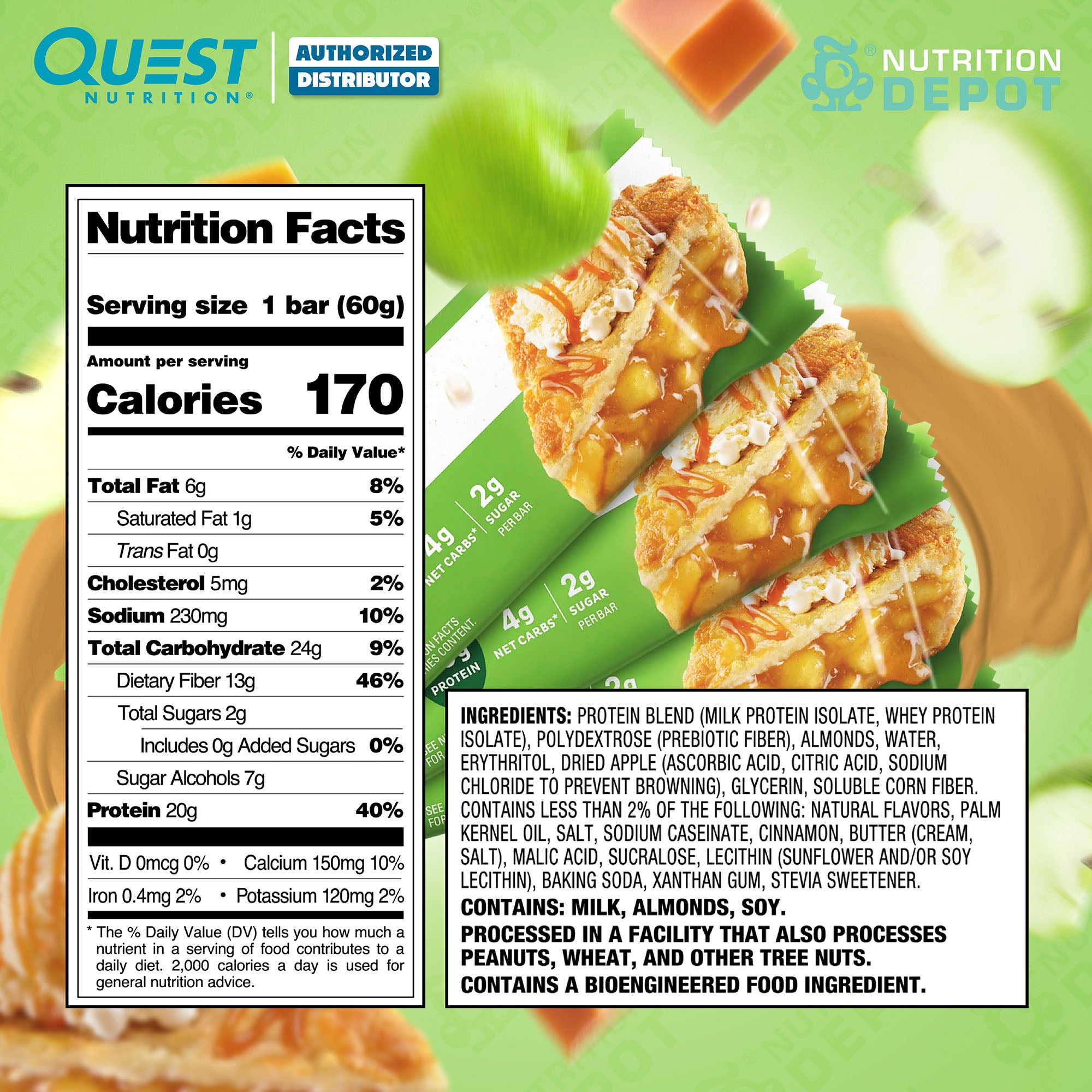 โปรตีนบาร์ Quest Protein Bar - Apple Pie 3 Bars