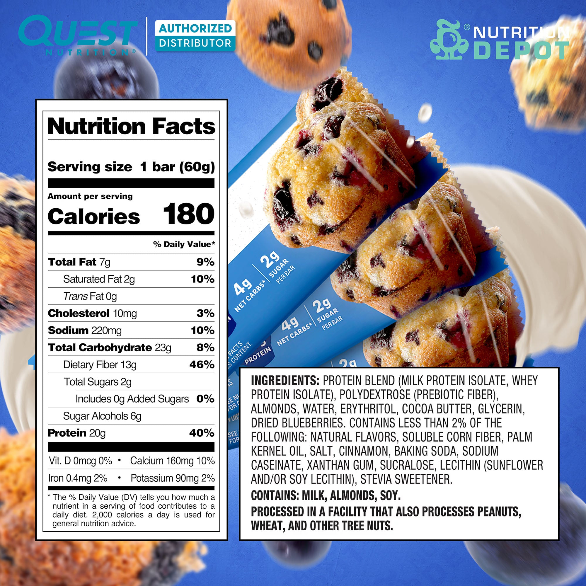 Quest Protein Bar - Blueberry Muffin 3 Bars