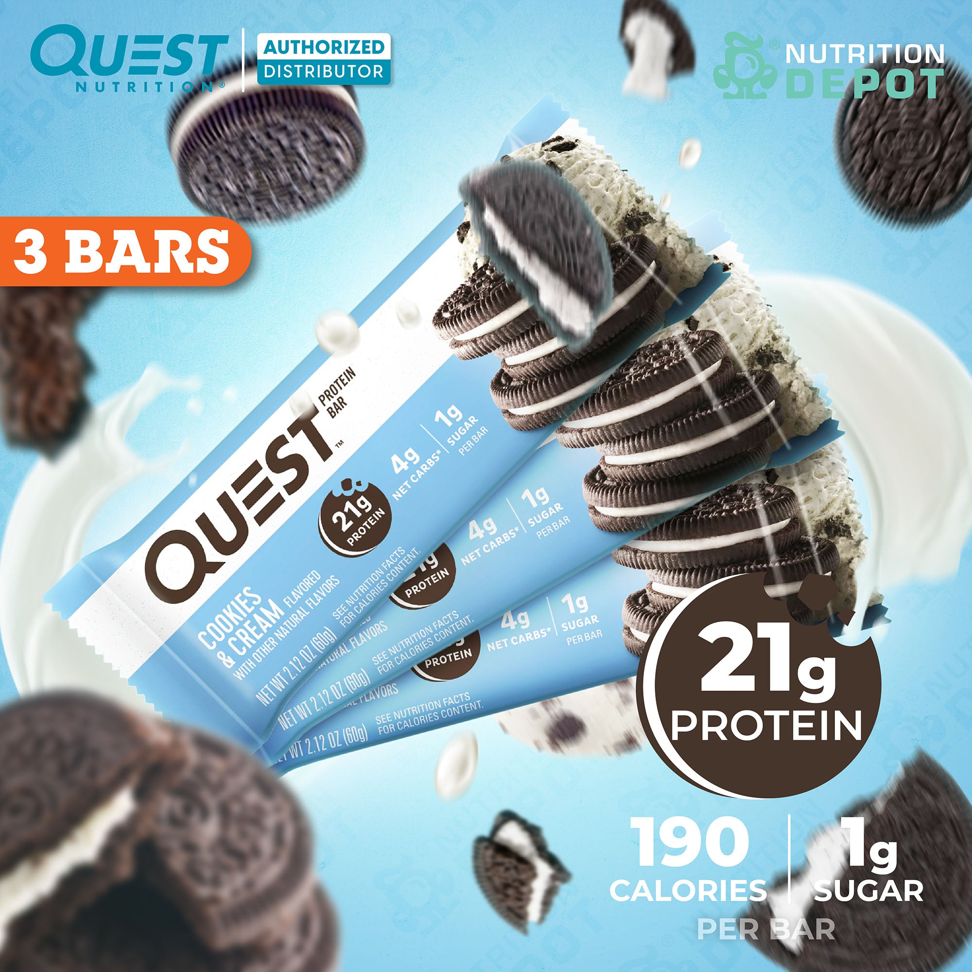 Quest Protein Bar - Cookies & Cream 3 Bars