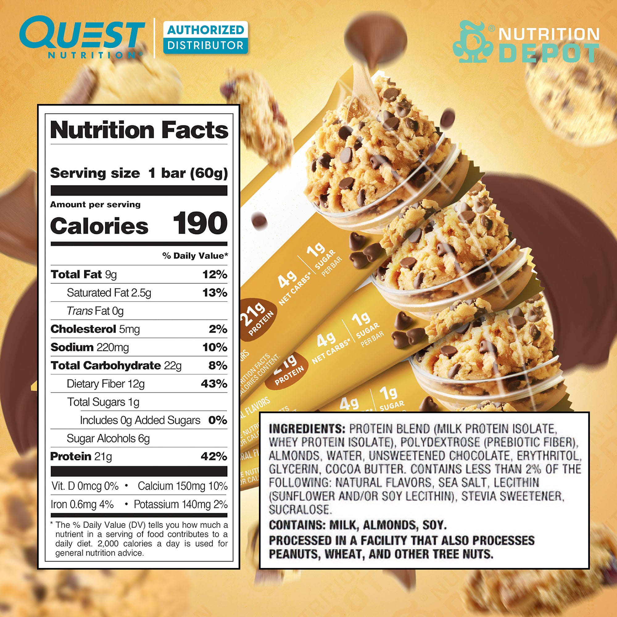 Quest Protein Bar - Chocolate Chip Cookie Dough 3 Bars