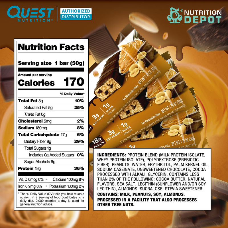 โปรตีนบาร์ Quest Protein Bar - Dipped Chocolate Peanut Butter 3 Bars