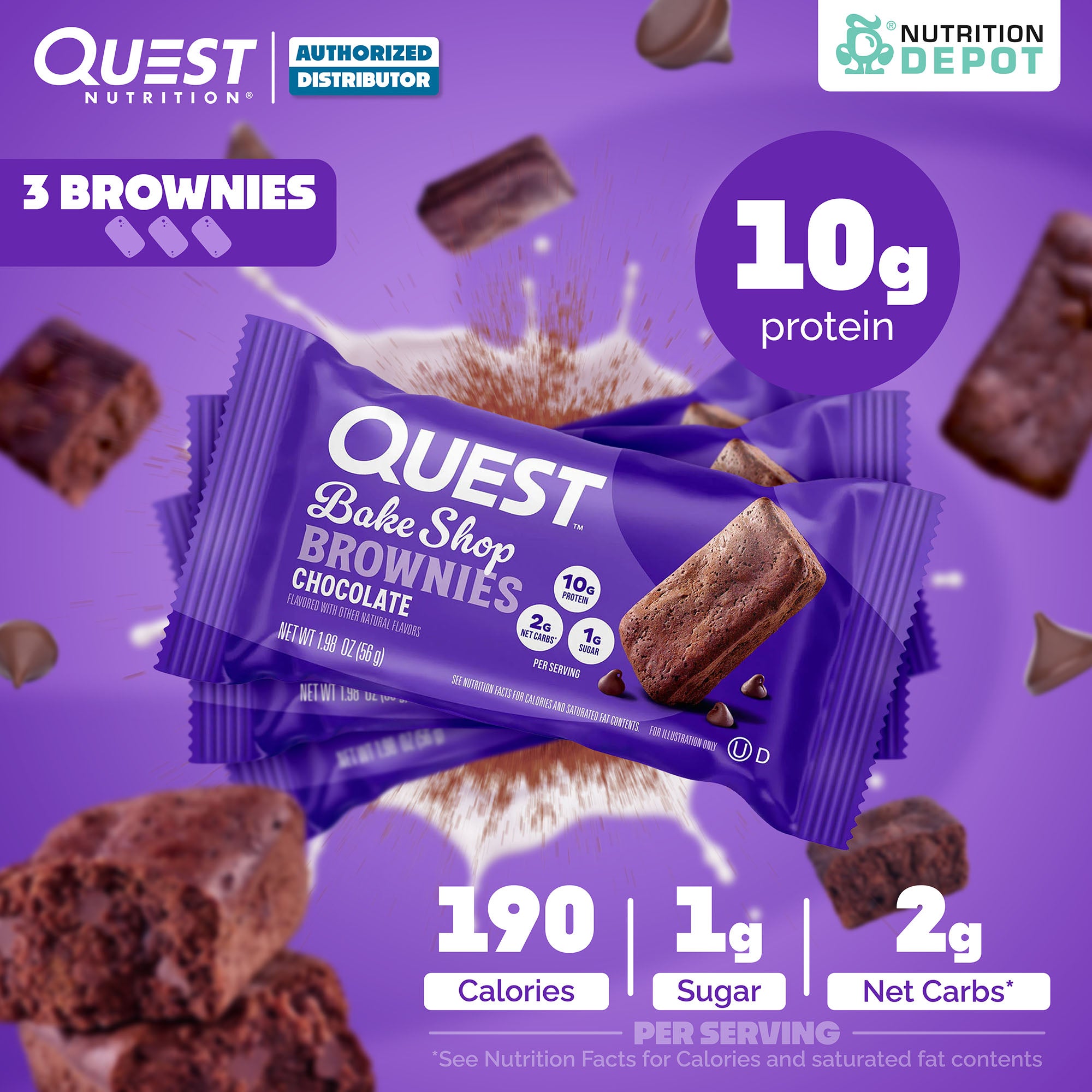 Quest Protein Bake Shop - Brownies Chocolate 3 Brownies