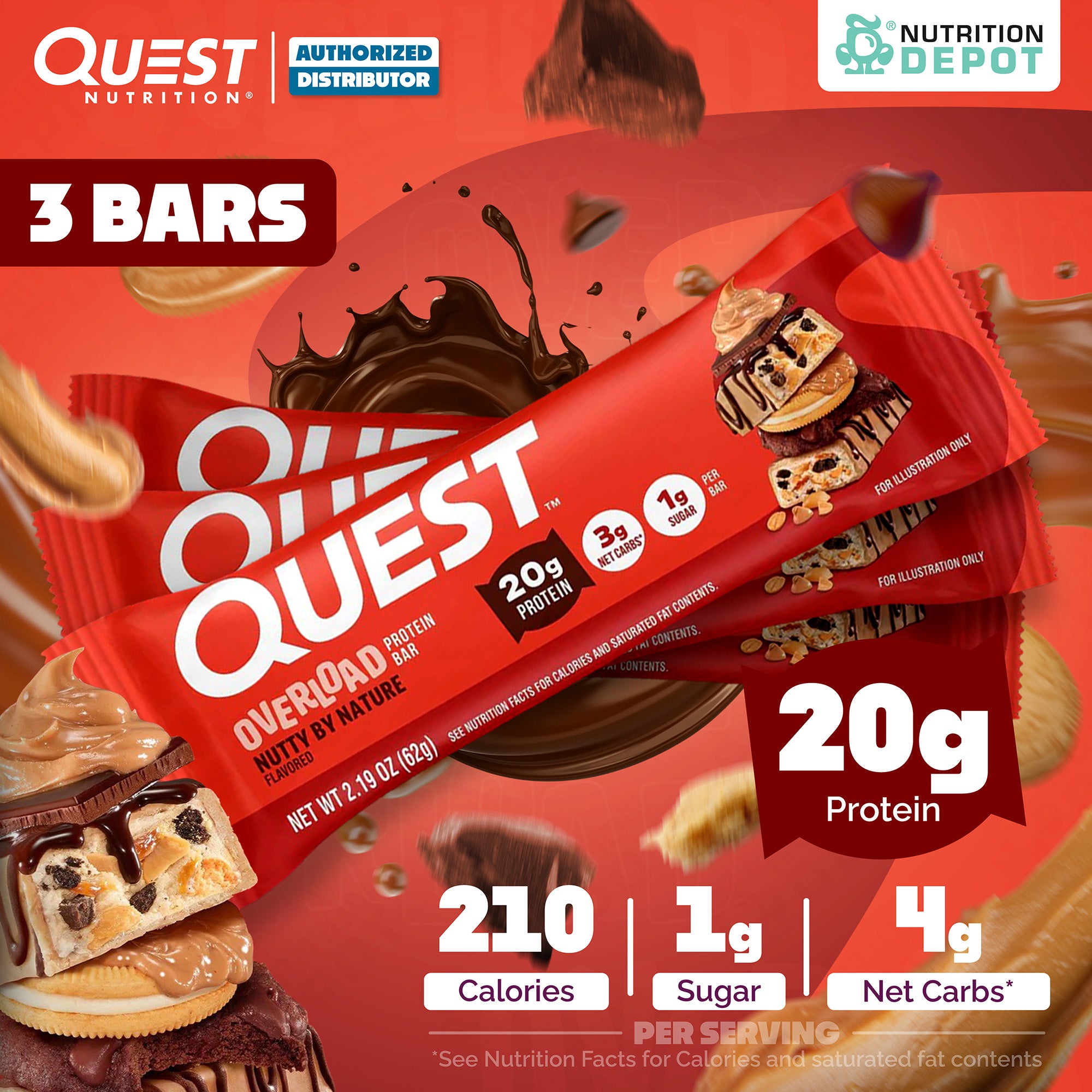 โปรตีนบาร์ Quest Protein Bar - Overload Nutty By Nature 3 Bar (3 ชิ้น