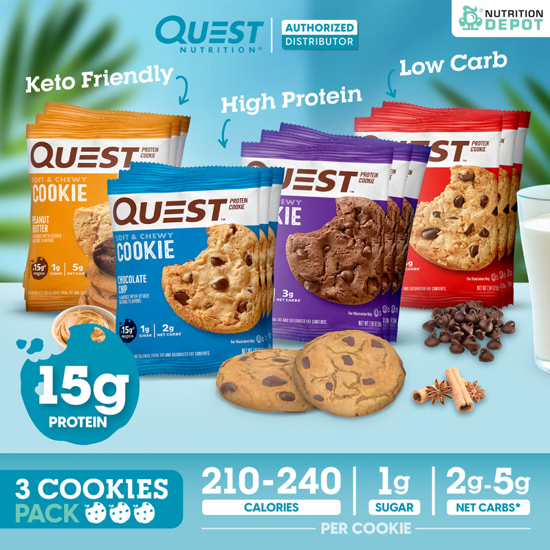 โปรตีนคุกกี้ Quest Protein Cookie Peanut Butter 3 Pieces