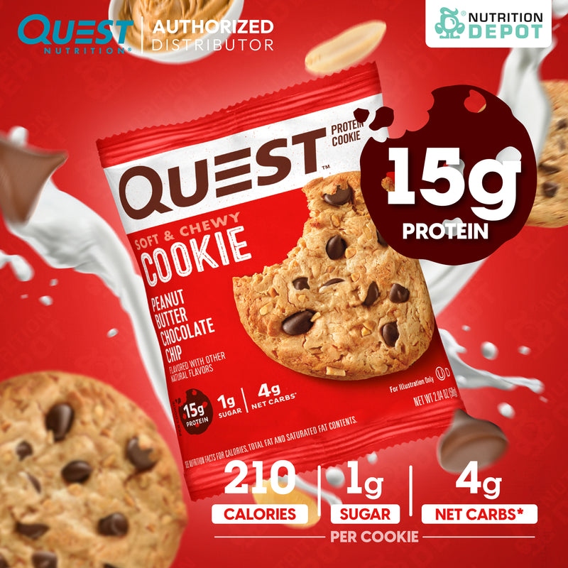 โปรตีนคุกกี้ Quest Protein Cookie Peanut Butter Chocolate Chip 1 Piece