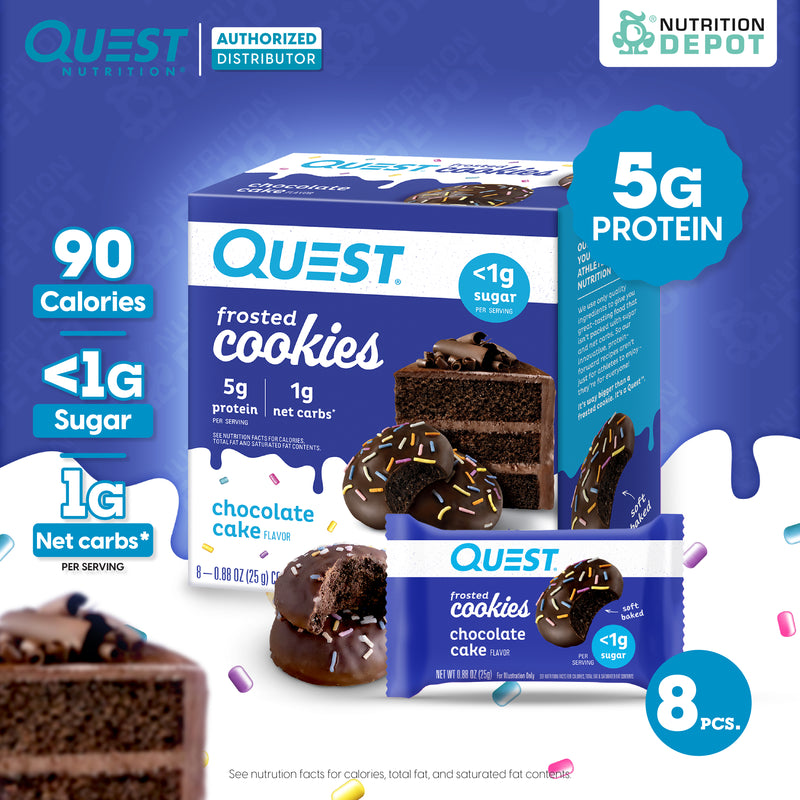 Quest Protein Frosted Cookie Chocolate Cake - 1 Box (8 Pieces)