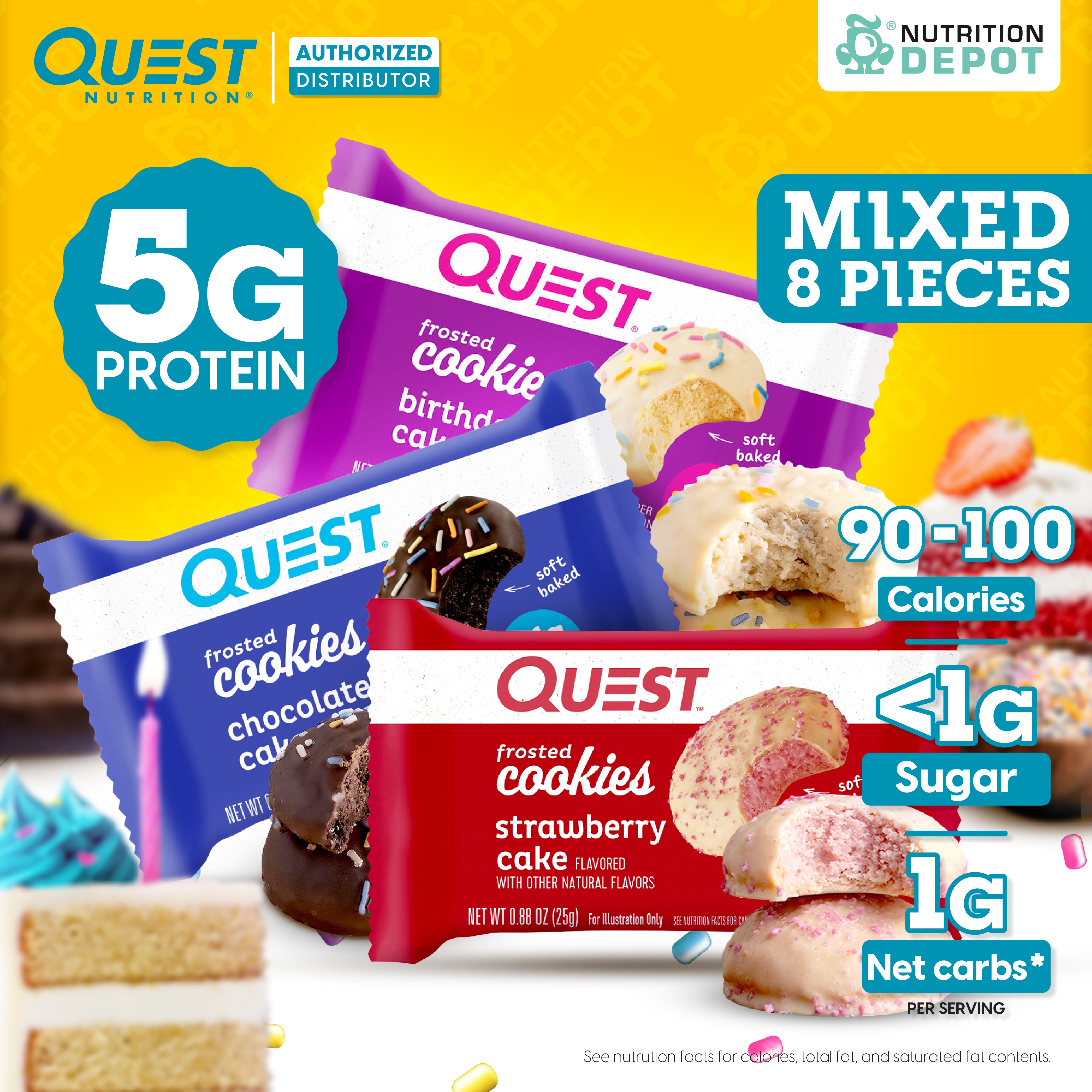 Quest Protein Frosted Cookie - Mixed Flavors 8 Pieces (คละรส 8 ชิ้น)