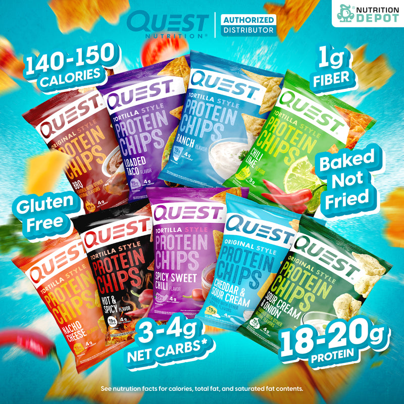 BBF.02/JAN/25 Quest Protein Chips Original Style - Cheddar & Sour Cream (5 Bag) ขนมโปรตีนอบกรอบ