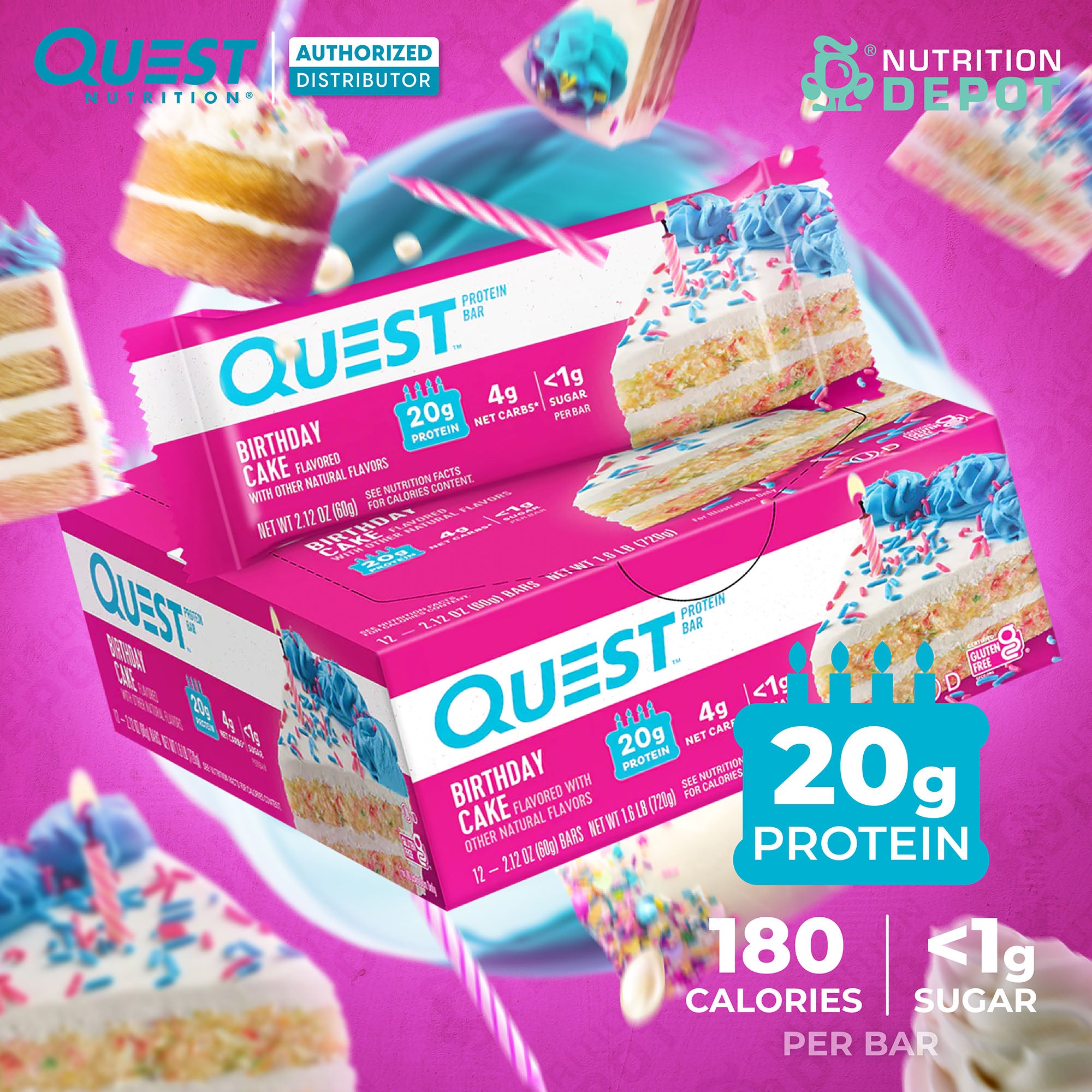 Quest Protein Bar - Birthday Cake 1 Box (12 Bars)