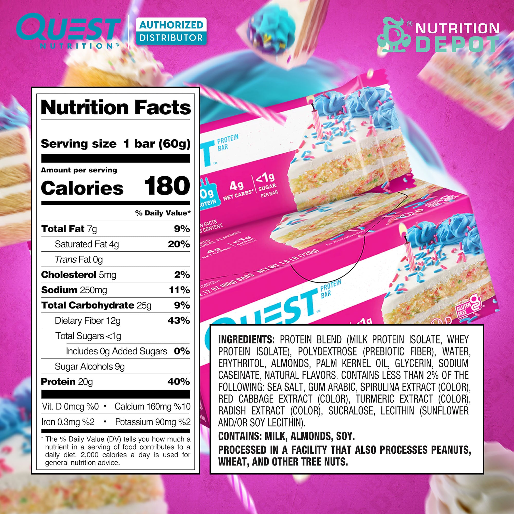 Quest Protein Bar - Birthday Cake 1 Box (12 Bars)